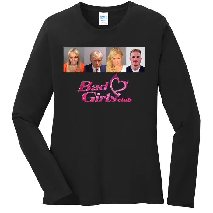 Bad Girls Club Trump 2024 Retro Zach Mugshot Ladies Long Sleeve Shirt