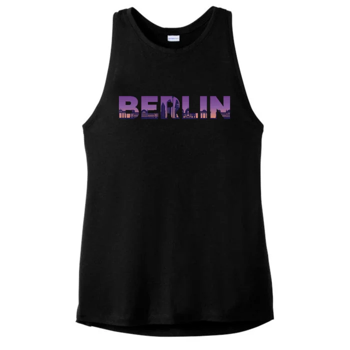 Berlin Germany City Ladies Tri-Blend Wicking Tank