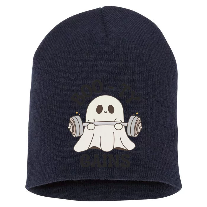 Booty Gains Cute Spooky Season Halloween Ghost Gym Short Acrylic Beanie