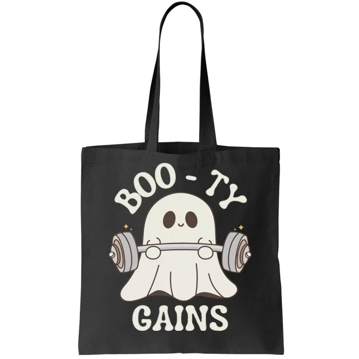 Booty Gains Cute Spooky Season Halloween Ghost Gym Tote Bag