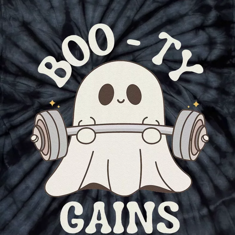 Booty Gains Cute Spooky Season Halloween Ghost Gym Tie-Dye T-Shirt