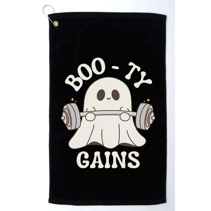 Booty Gains Cute Spooky Season Halloween Ghost Gym Platinum Collection Golf Towel