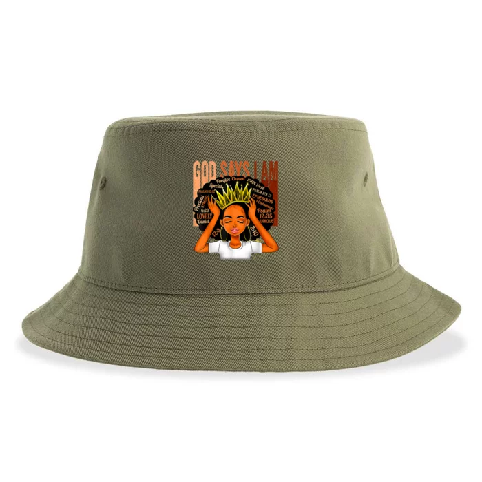 Black Girl Crown God Says I Am Black Melanin History Month Sustainable Bucket Hat