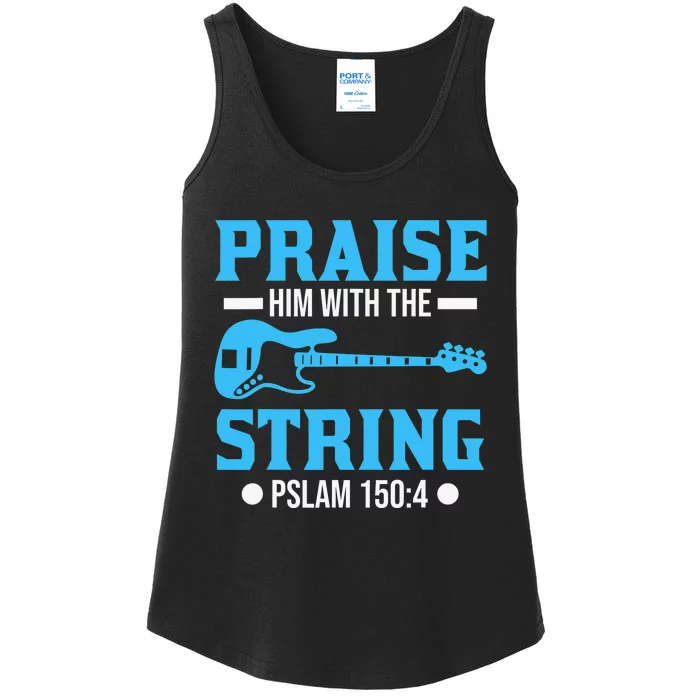 Bass Guitar Christian Praise Worship Bible Verse Bass Player Ladies Essential Tank