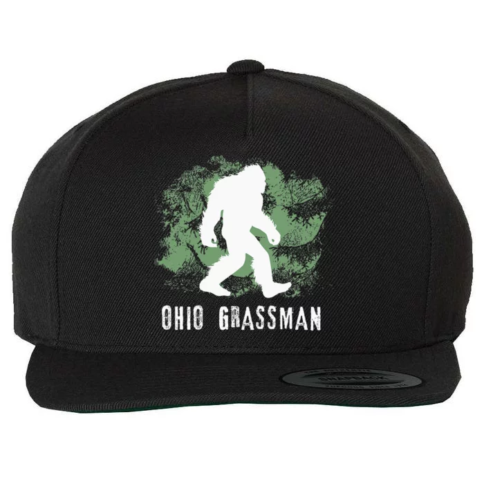 Bigfoot Grassman Cryptid Ohio Valley Park Sasquatch Wool Snapback Cap