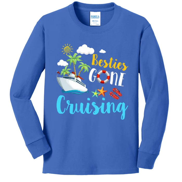 Besties Gone Cruise Matching Trip Cruising Vacation Cool Gift Kids Long Sleeve Shirt