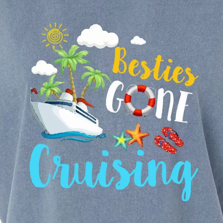 Besties Gone Cruise Matching Trip Cruising Vacation Cool Gift Garment-Dyed Women's Muscle Tee