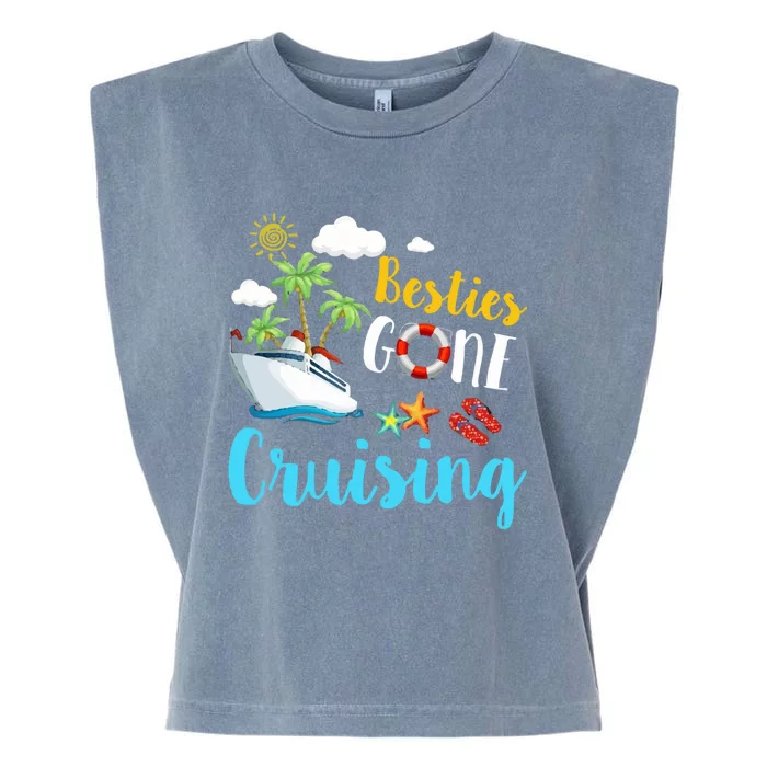 Besties Gone Cruise Matching Trip Cruising Vacation Cool Gift Garment-Dyed Women's Muscle Tee