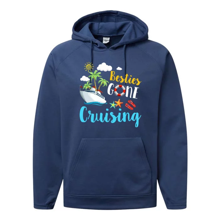 Besties Gone Cruise Matching Trip Cruising Vacation Cool Gift Performance Fleece Hoodie