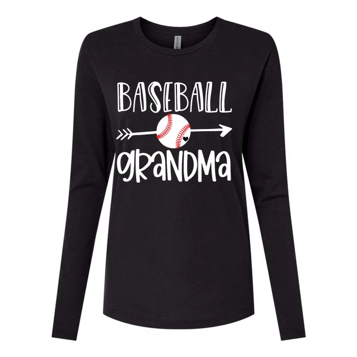 Baseball Grandma Cute From Grandson Player Arrow Heart Game Womens Cotton Relaxed Long Sleeve T-Shirt