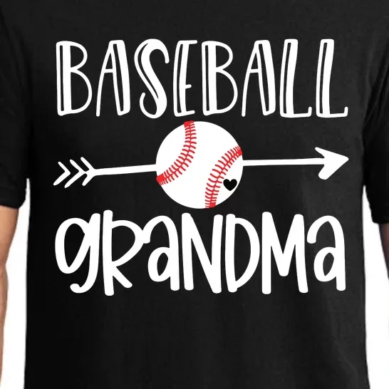 Baseball Grandma Cute From Grandson Player Arrow Heart Game Pajama Set