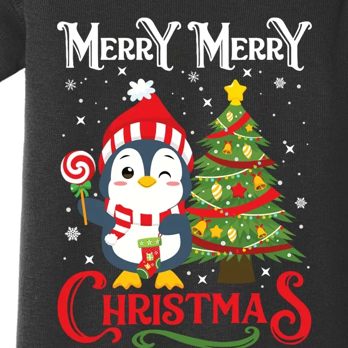 Boy Girl Christmas Pajamas Funny Penguin Baby Bodysuit