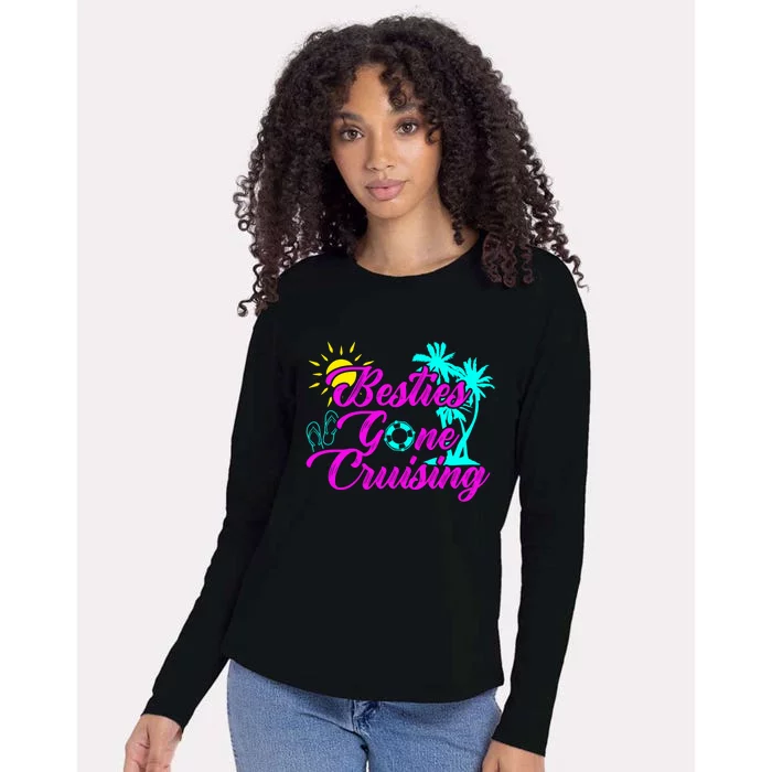 Besties Gone Cruise Matching Trip Cruising Vacation Cute Gift Womens Cotton Relaxed Long Sleeve T-Shirt