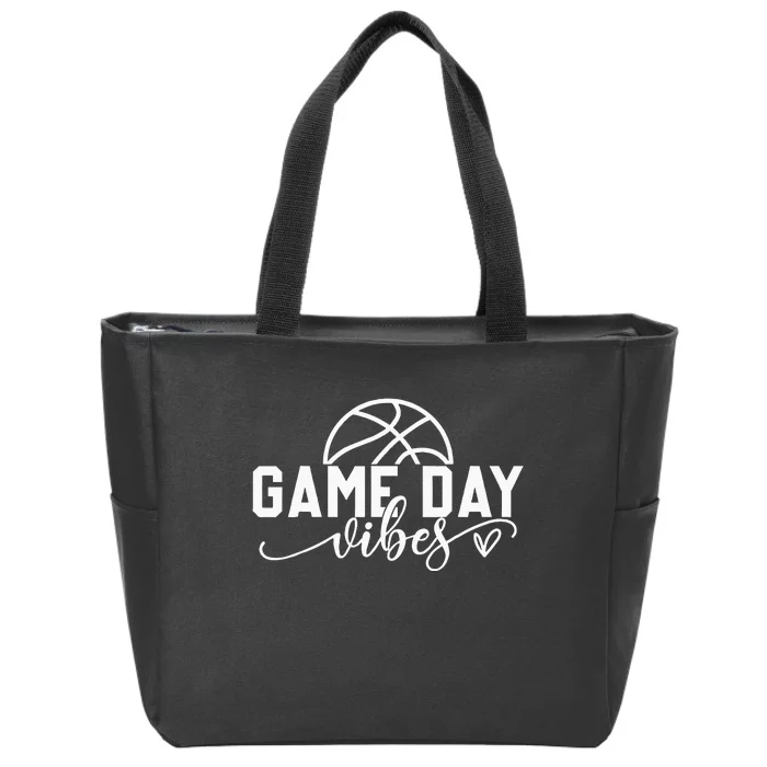 Basketball Game Day Vibes Basketball Mom Life Game Day Zip Tote Bag