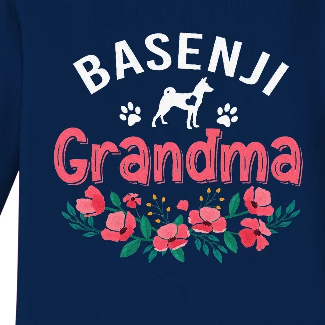 Basenji Grandma Dog Gifts Funny Cute Dog Lover Christmas Mom Baby Long Sleeve Bodysuit