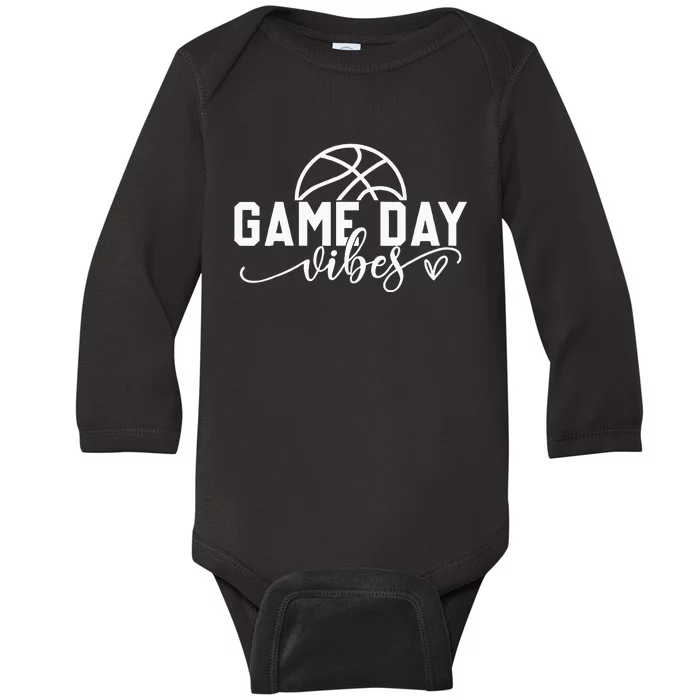 Basketball Game Day Vibes Basketball Mom Life Game Day Baby Long Sleeve Bodysuit