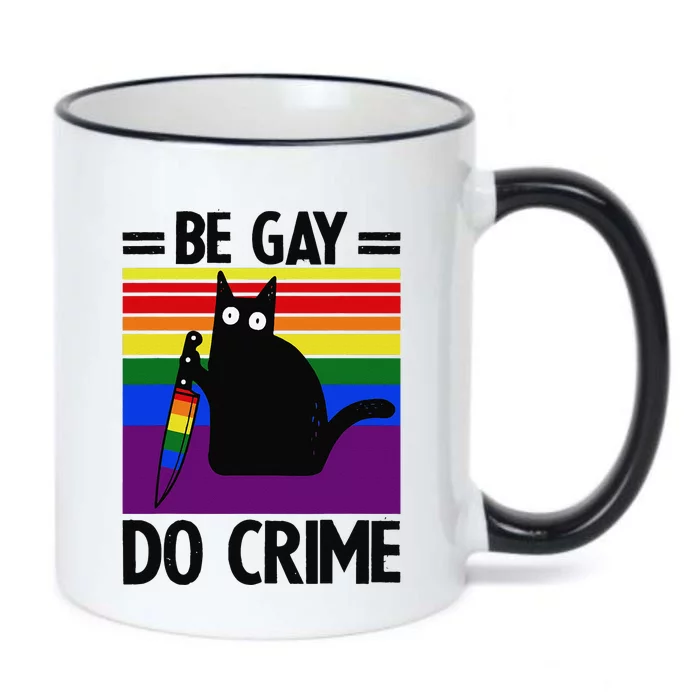 Be Gay Do Crime Cat LGBT Flag Black Color Changing Mug