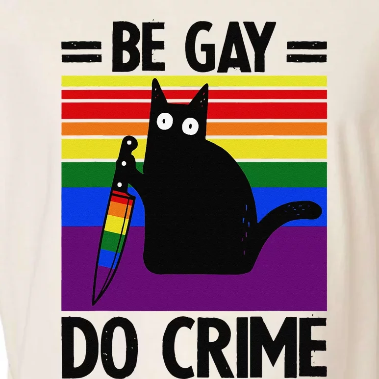 Be Gay Do Crime Cat LGBT Flag Garment-Dyed Women's Muscle Tee