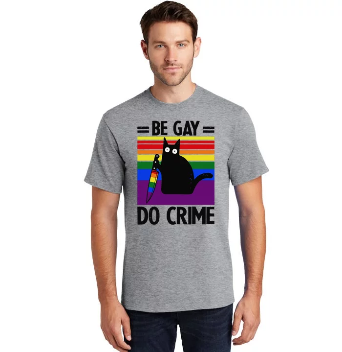 Be Gay Do Crime Cat LGBT Flag Tall T-Shirt