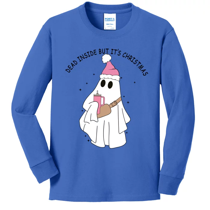 Boojee Ghost Dead Inside But It’S Christmas Stanley Tumbler Gift Kids Long Sleeve Shirt