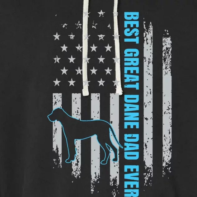 Best Great Dane Dad Ever Great Dane Dog Father American Flag Garment-Dyed Fleece Hoodie