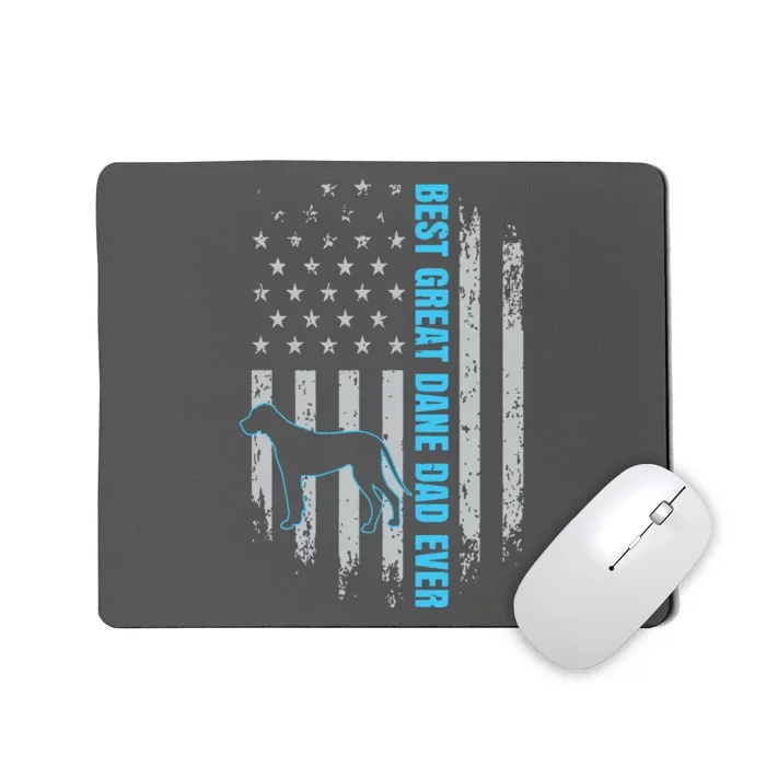 Best Great Dane Dad Ever Great Dane Dog Father American Flag Mousepad