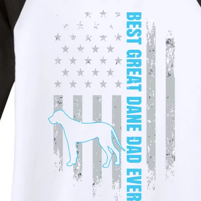 Best Great Dane Dad Ever Great Dane Dog Father American Flag Women's Tri-Blend 3/4-Sleeve Raglan Shirt