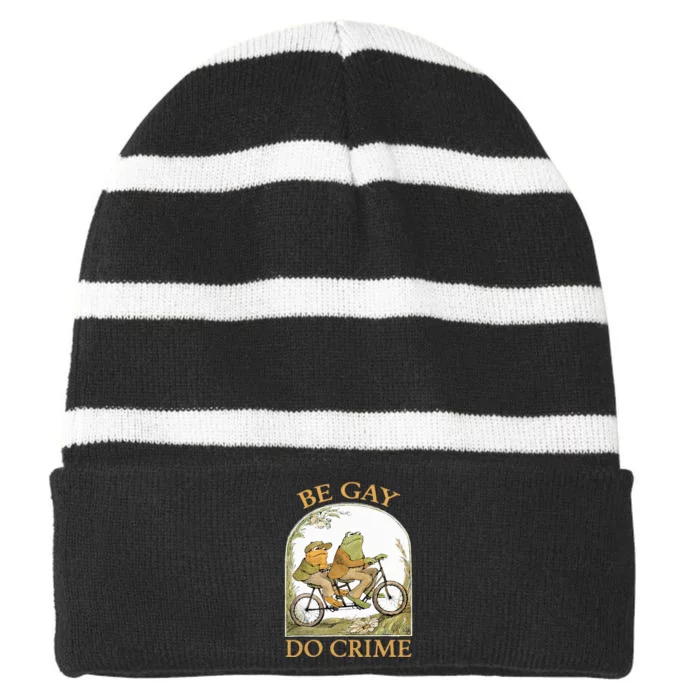 Be Gay Do Crime Frog and The Toad for LGBTQ Pride Striped Beanie with Solid Band