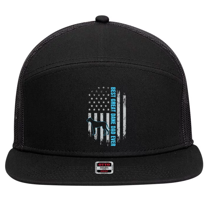 Best Great Dane Dad Ever Great Dane Dog Father American Flag 7 Panel Mesh Trucker Snapback Hat