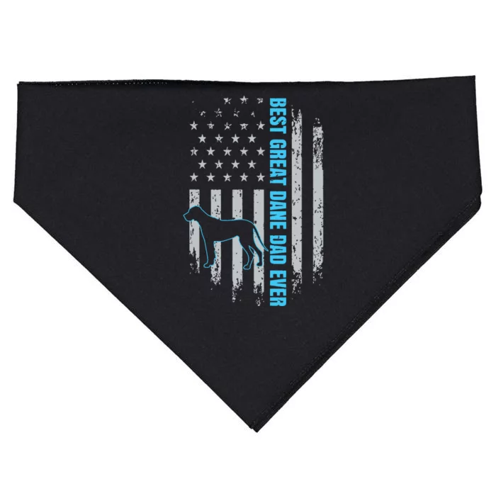 Best Great Dane Dad Ever Great Dane Dog Father American Flag USA-Made Doggie Bandana