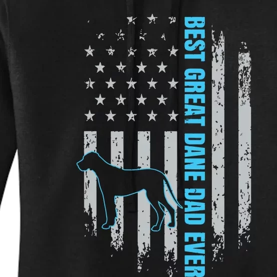 Best Great Dane Dad Ever Great Dane Dog Father American Flag Women's Pullover Hoodie