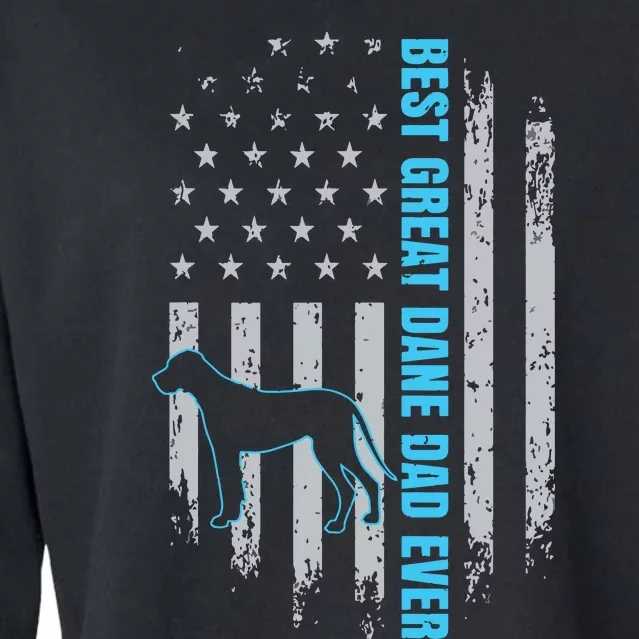 Best Great Dane Dad Ever Great Dane Dog Father American Flag Cropped Pullover Crew