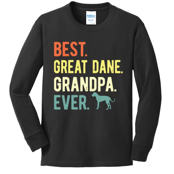 Best Great Dane Grandpa Ever Dog Lovers Fathers Day Kids Long Sleeve Shirt