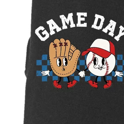 Baseball Game Day Retro Groovy Sport Fan Baseball Lover Doggie 3-End Fleece Hoodie