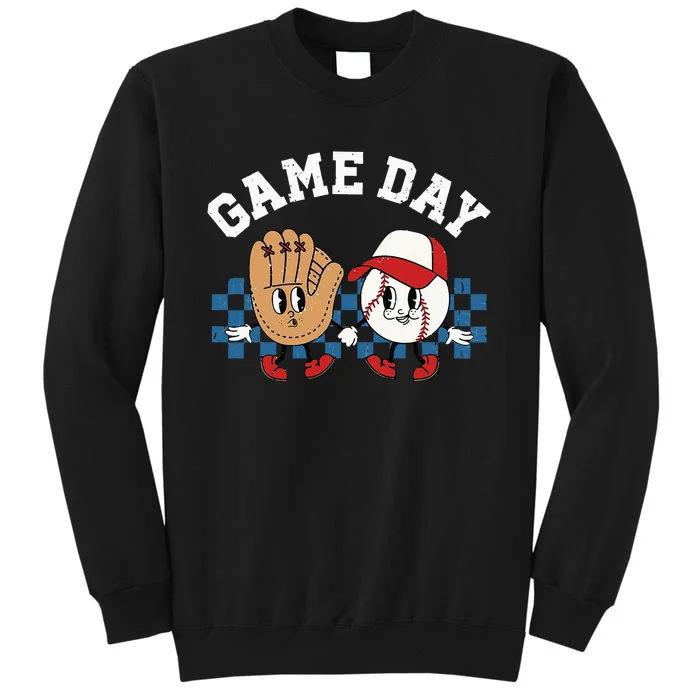 Baseball Game Day Retro Groovy Sport Fan Baseball Lover Tall Sweatshirt