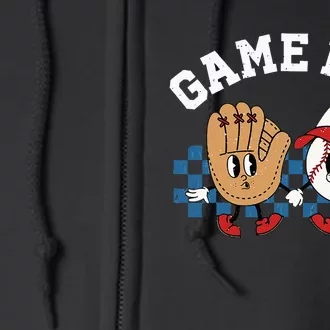 Baseball Game Day Retro Groovy Sport Fan Baseball Lover Full Zip Hoodie