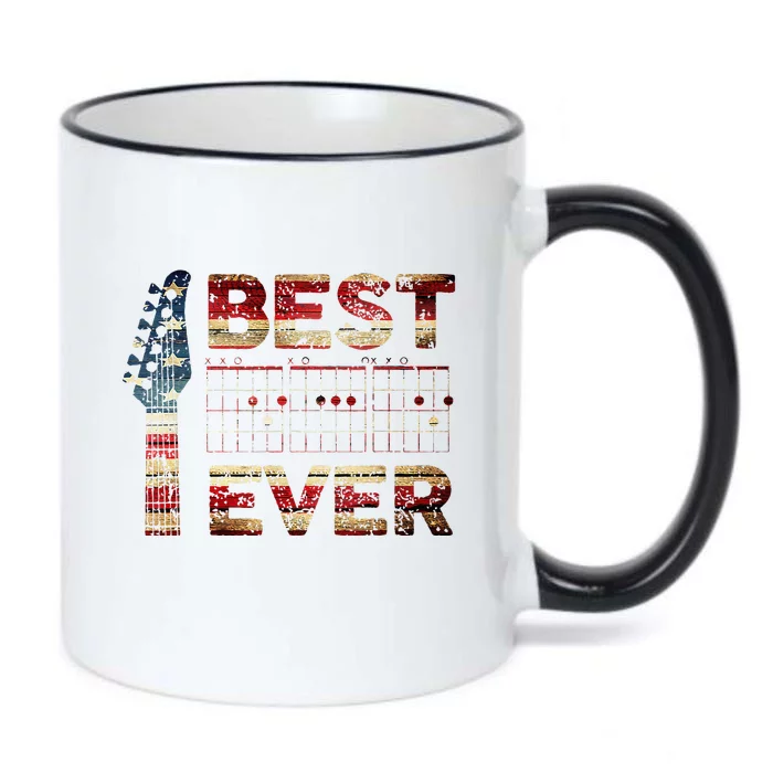 Best Guitar Dad Ever Chords Best Dad Guitar American Flag Gift For Dad Black Color Changing Mug