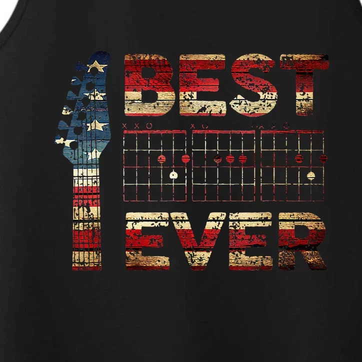 Best Guitar Dad Ever Chords Best Dad Guitar American Flag Gift For Dad Performance Tank