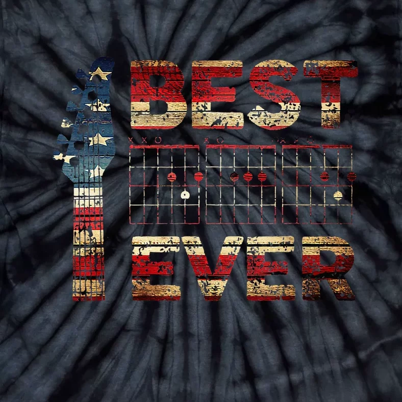 Best Guitar Dad Ever Chords Best Dad Guitar American Flag Gift For Dad Tie-Dye T-Shirt