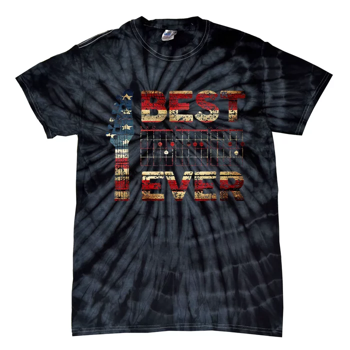 Best Guitar Dad Ever Chords Best Dad Guitar American Flag Gift For Dad Tie-Dye T-Shirt