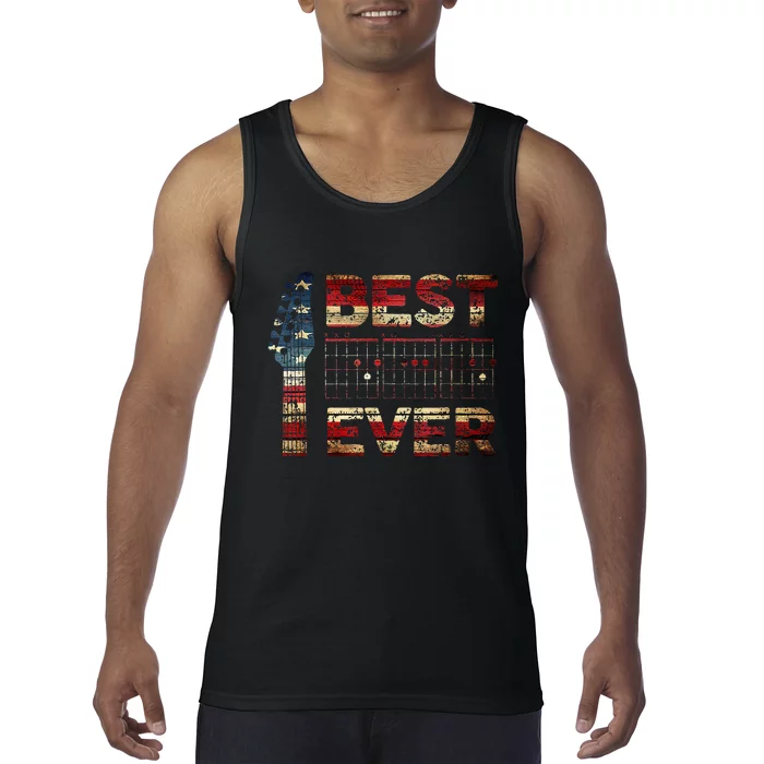 Best Guitar Dad Ever Chords Best Dad Guitar American Flag Gift For Dad Tank Top