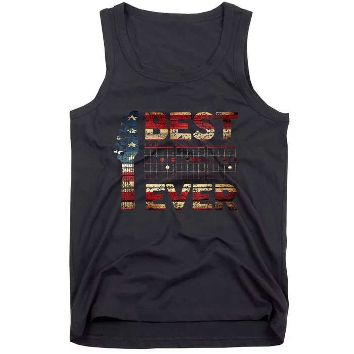 Best Guitar Dad Ever Chords Best Dad Guitar American Flag Gift For Dad Tank Top