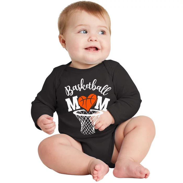 Basketball Game Day Vibes Mom Life Game Day Baby Long Sleeve Bodysuit