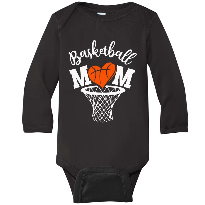 Basketball Game Day Vibes Mom Life Game Day Baby Long Sleeve Bodysuit