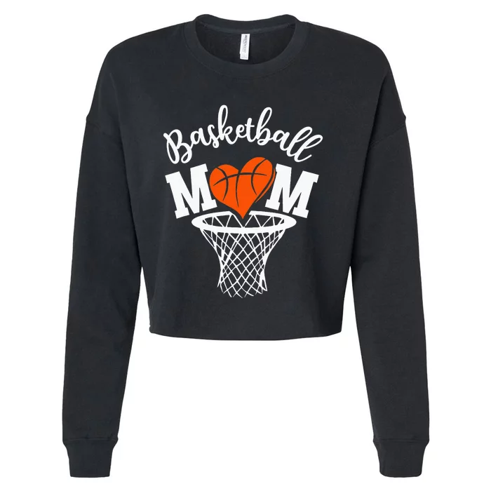 Basketball Game Day Vibes Mom Life Game Day Cropped Pullover Crew