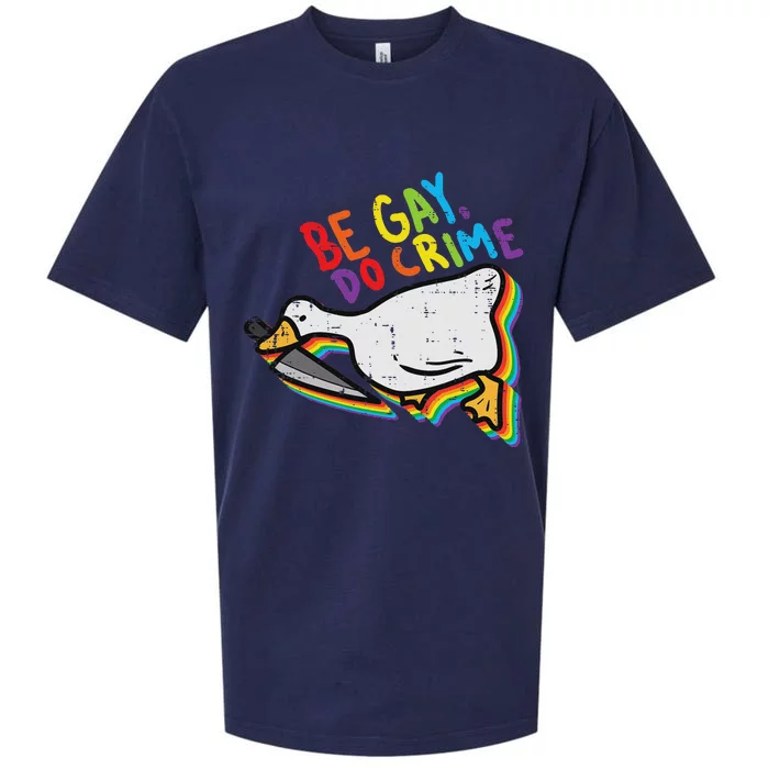 Be Gay Do Crime Goose Rainbow Pride Flag Lgbtq Women Sueded Cloud Jersey T-Shirt