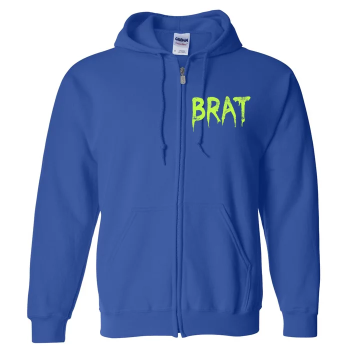 Brat Grunge Distressed Full Zip Hoodie