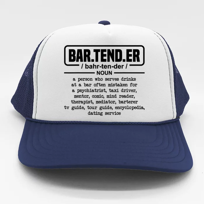 Bartender Gift Definition For Bartender Trucker Hat