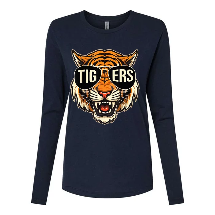 Baseball Game Day Thanksgiving Tiger Cool Tigers Vintage Sports Name Design Womens Cotton Relaxed Long Sleeve T-Shirt