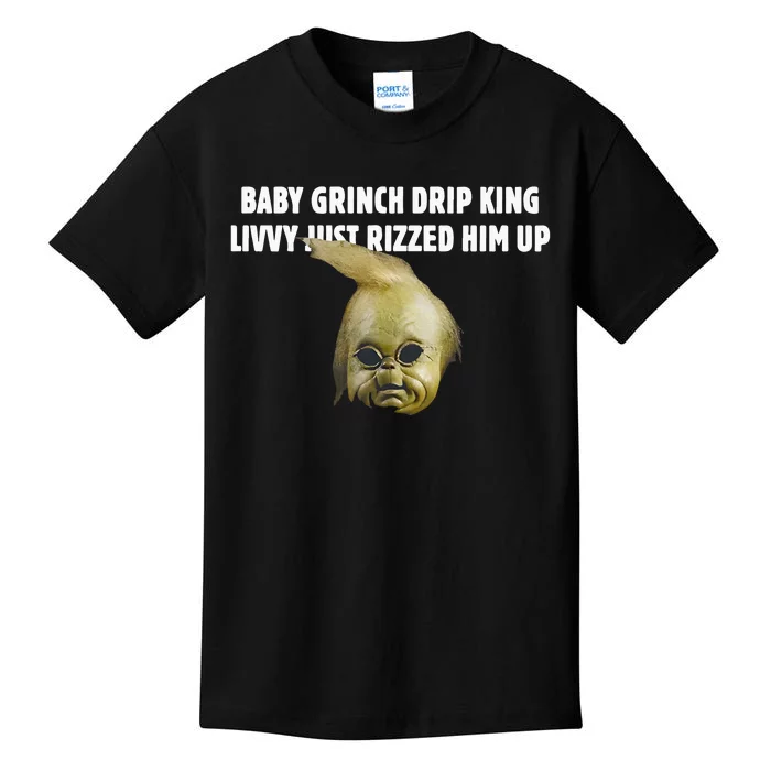 Baby Grin.Ch Drip King Livvy Just Rizzed Him Up Kids T-Shirt